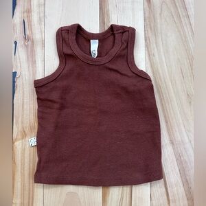 Rust Brown Ribbed Sleeveless Kids Tank Top